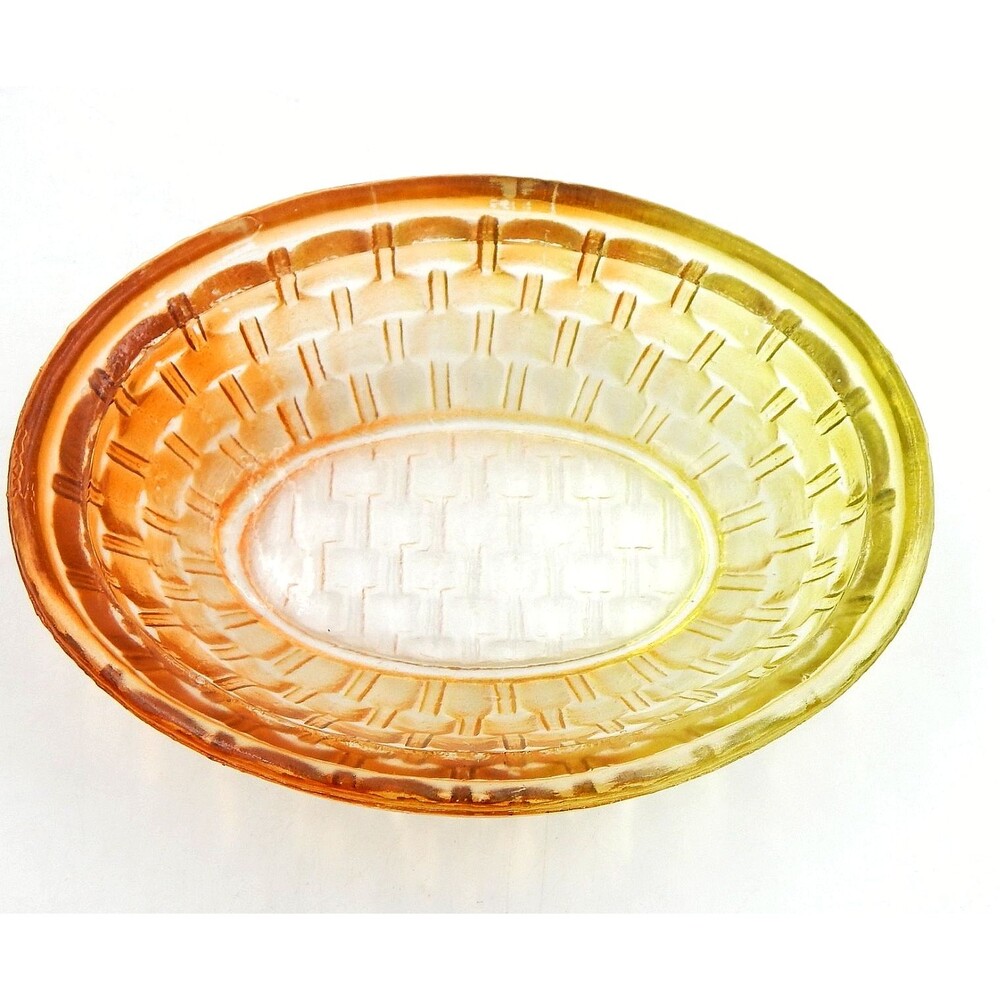 Glass Hen On Nest Ombre Amber Yellow 6 Inch Covered Candy Dish Vintage - Picture 11 of 14